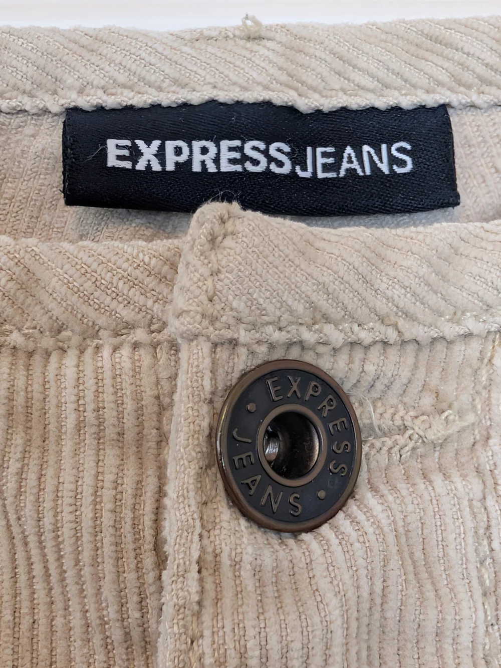 Vintage Y2K Express Jeans Khaki Beige Corduroy Straight Leg Pants